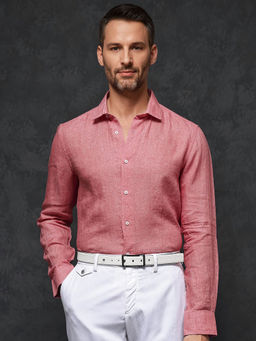 Rare Rabbit - Men Coral Solid Casual Shirt