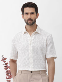 Rare Rabbit - Men White Printed Casual Shirt