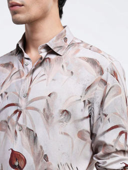Rare Rabbit - Men Grey Printed Casual Shirt