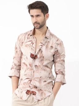 Rare Rabbit - Men Beige Printed Casual Shirt