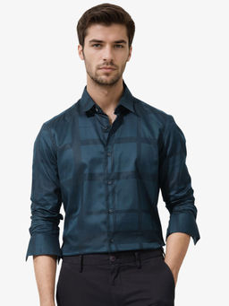 Rare Rabbit - Men Teal Checks Casual Shirt