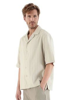 Rare Rabbit - Men Off White Self Design Casual Shirt