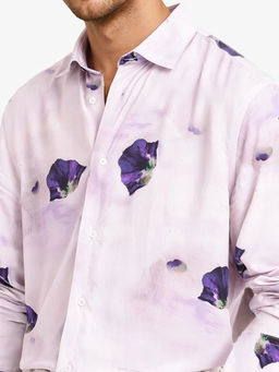 Rare Rabbit - Men Purple Floral Casual Shirt