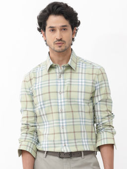 Rare Rabbit - Men Green Checks Casual Shirt