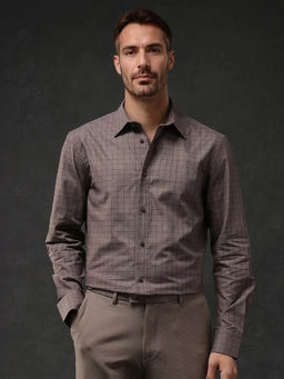 Rare Rabbit - Men Brown Checks Casual Shirt