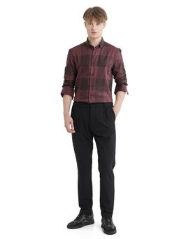 Rare Rabbit - Men Maroon Checks Casual Shirt
