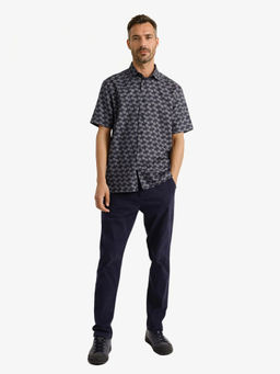 Rare Rabbit - Men Navy Blue Printed Casual Shirt