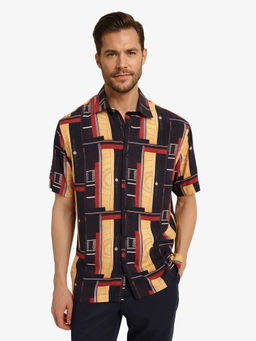 Rare Rabbit - Men Multi-Color Abstract Casual Shirt