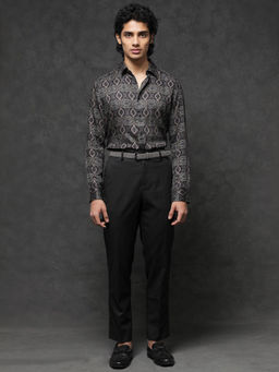 Rare Rabbit - Men Black Printed Party Shirt