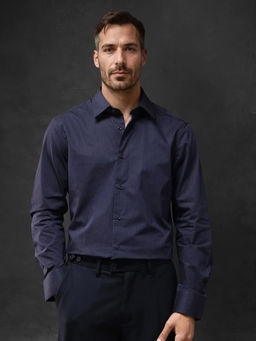 Rare Rabbit - Men Navy Blue Stripes Formal Shirt