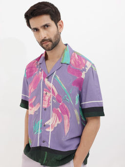 Rare Rabbit - Men Purple Floral Casual Shirt