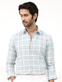 Rare Rabbit - Men Blue Checks Casual Shirt