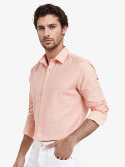 Rare Rabbit - Men Peach Solid Casual Shirt
