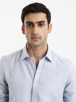 Rare Rabbit - Men Blue Solid Casual Shirt