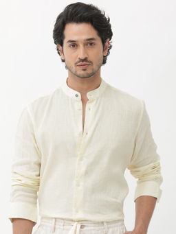 Rare Rabbit - Men Yellow Solid Casual Shirt