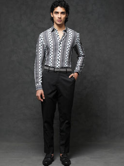 Rare Rabbit - Men Black Printed Casual Shirt