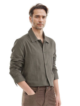 Rare Rabbit - Men Olive Solid Casual Shirt