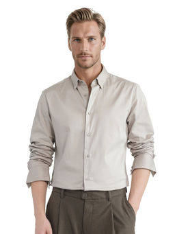 Rare Rabbit - Men Beige Solid Casual Shirt