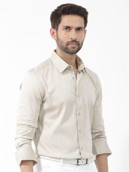 Rare Rabbit - Men Beige Solid Casual Shirt