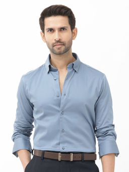 Rare Rabbit - Men Blue Solid Casual Shirt