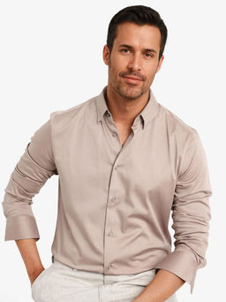 Rare Rabbit - Men Mauve Solid Casual Shirt