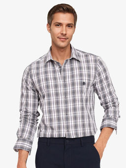 Rare Rabbit - Men White Checks Casual Shirt