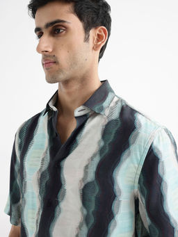 Rare Rabbit - Men Blue Abstract Casual Shirt