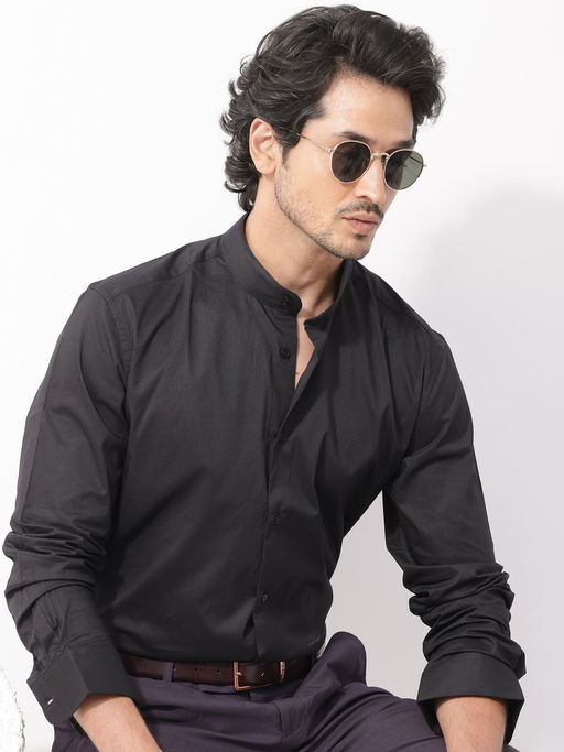 Rare Rabbit Men Black Solid Casual Shirt