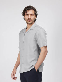 Rare Rabbit - Men Grey Self Design Casual Shirt