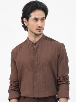 Rare Rabbit - Men Brown Solid Casual Shirt