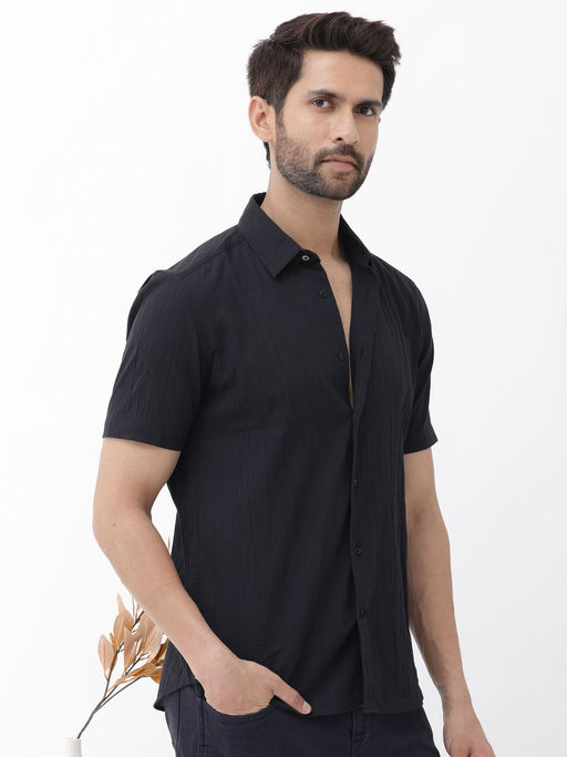 Rare Rabbit Men Black Solid Casual Shirt
