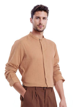 Rare Rabbit - Men Brown Solid Casual Shirt