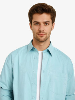 Rare Rabbit - Men Turquoise Solid Casual Shirt