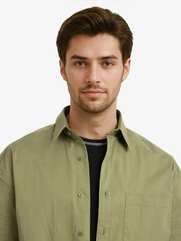 Rare Rabbit - Men Olive Solid Casual Shirt