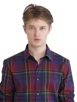 Rare Rabbit - Men Purple Checks Casual Shirt