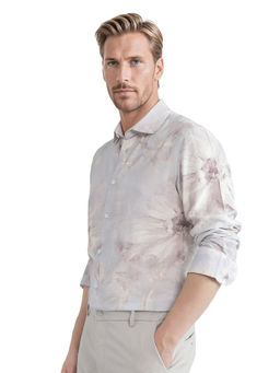 Rare Rabbit - Men Silver Printed Casual Shirt