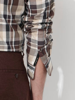 Rare Rabbit - Men Brown Checks Casual Shirt