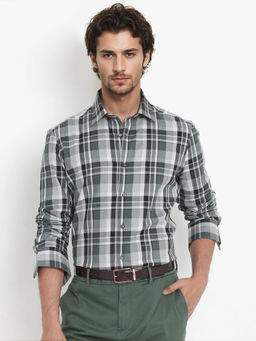 Rare Rabbit - Men Green Checks Casual Shirt
