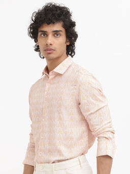 Rare Rabbit - Men Pink Self Design Casual Shirt