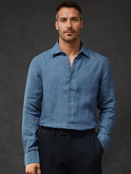 Rare Rabbit - Men Blue Solid Casual Shirt
