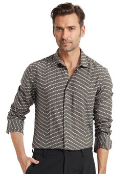 Rare Rabbit - Men Grey Printed Casual Shirt