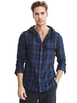 Rare Rabbit - Men Navy Blue Checks Casual Shirt