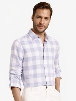 Rare Rabbit - Men Blue Checks Casual Shirt