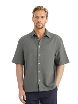 Rare Rabbit - Men Green Textured Casual Shirt