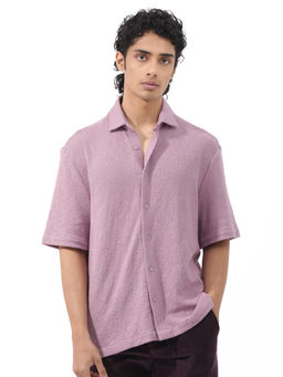 Rare Rabbit - Men Purple Self Design Casual Shirt