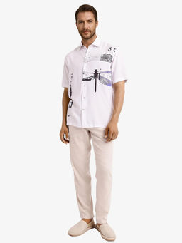 Rare Rabbit - Men White Printed Casual Shirt