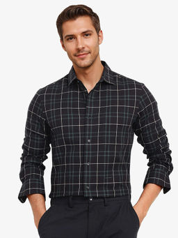 Rare Rabbit - Men Black Checks Casual Shirt