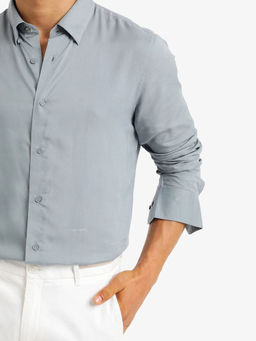 Rare Rabbit - Men Blue Solid Casual Shirt