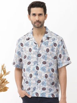 Rare Rabbit - Men Blue Abstract Casual Shirt