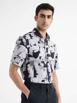 Rare Rabbit - Men Grey Abstract Casual Shirt